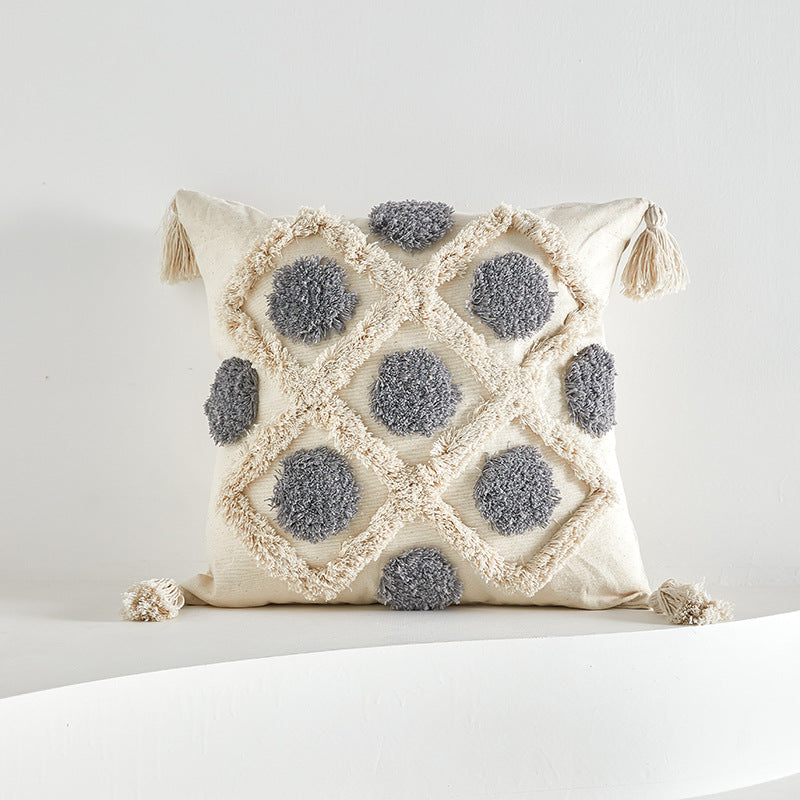 Textured Tufted Pillow Cover with Tassels | Four Boho Geometric Patterns for Sofas, Reading Nooks and Cozy Bedrooms