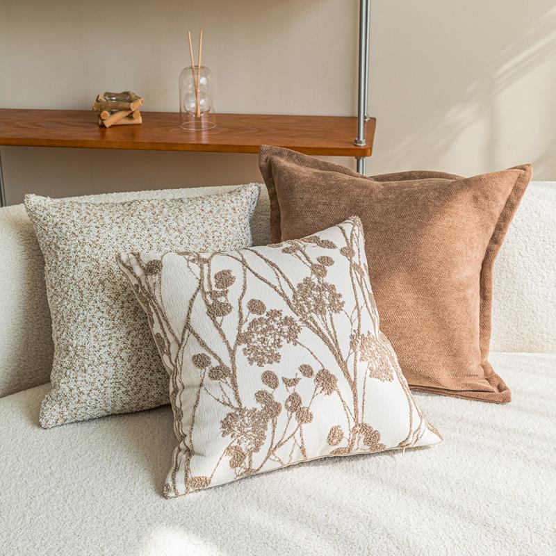 Warm Neutral Textured Pillow Cover, 45 x 45 cm Dandelion and Oatmeal Cushion Case for Cozy Sofas and Bedrooms
