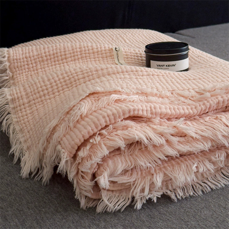 Cotton Soft Throw Blanket for Couch & Bed