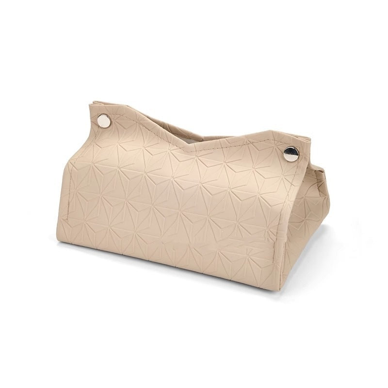Minimalist PU Leather-Look Tissue Box Cover, Soft Neutral Tabletop Tissue Holder for Living Rooms, Bedrooms and Desks in Four Shades