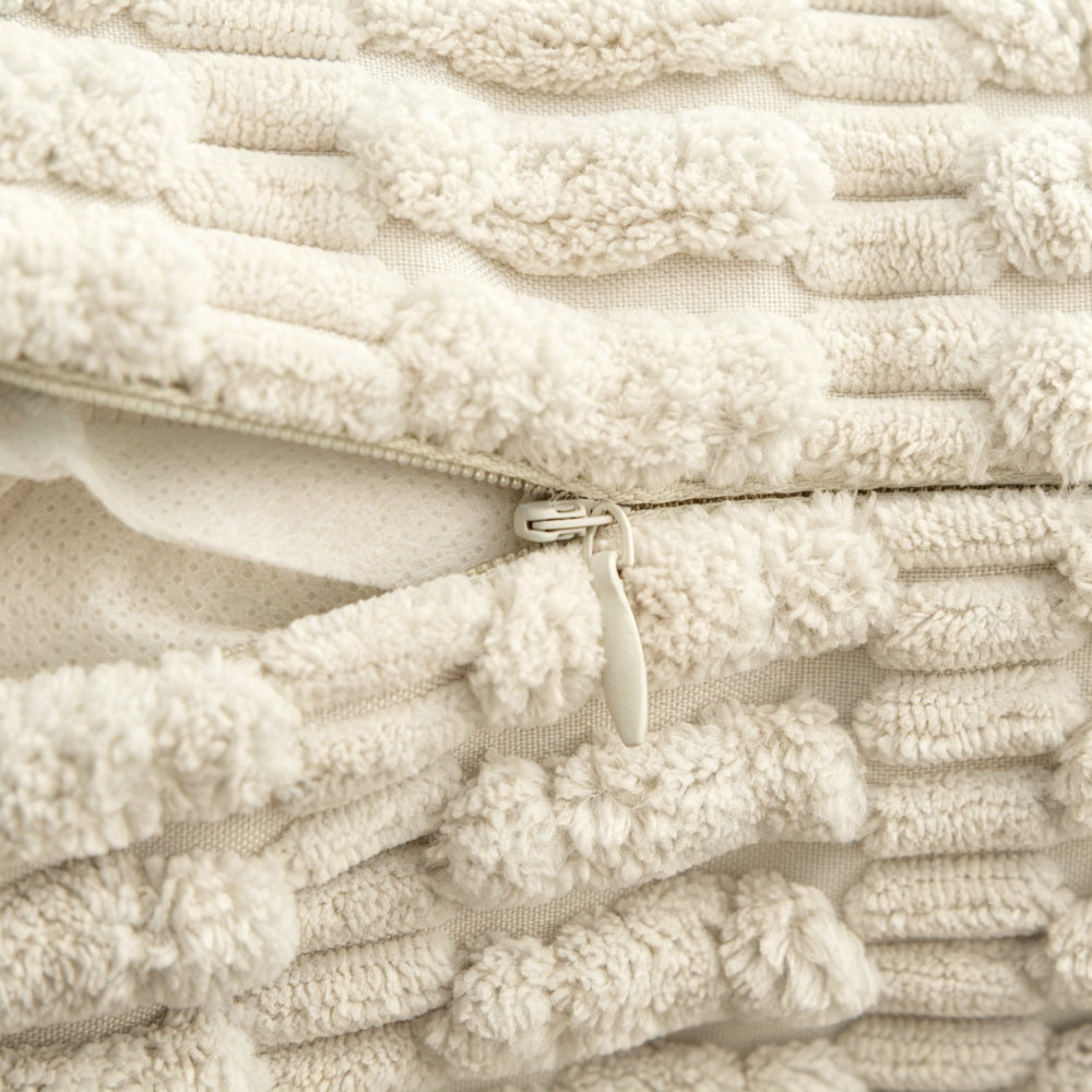 Cream Ribbed Corduroy Pillow Cover, 18 x 18 Inch Textured Cushion Case for Cozy Sofas, Beds and Neutral Living Rooms