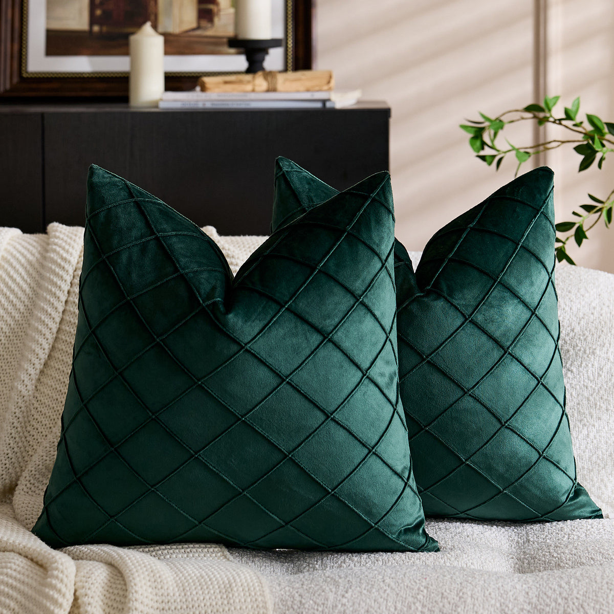 Solid Velvet Pillow Cover in 21 Colors, Decorative Square and Lumbar Cushion Cover for Sofas, Bedrooms and Cozy Home Styling