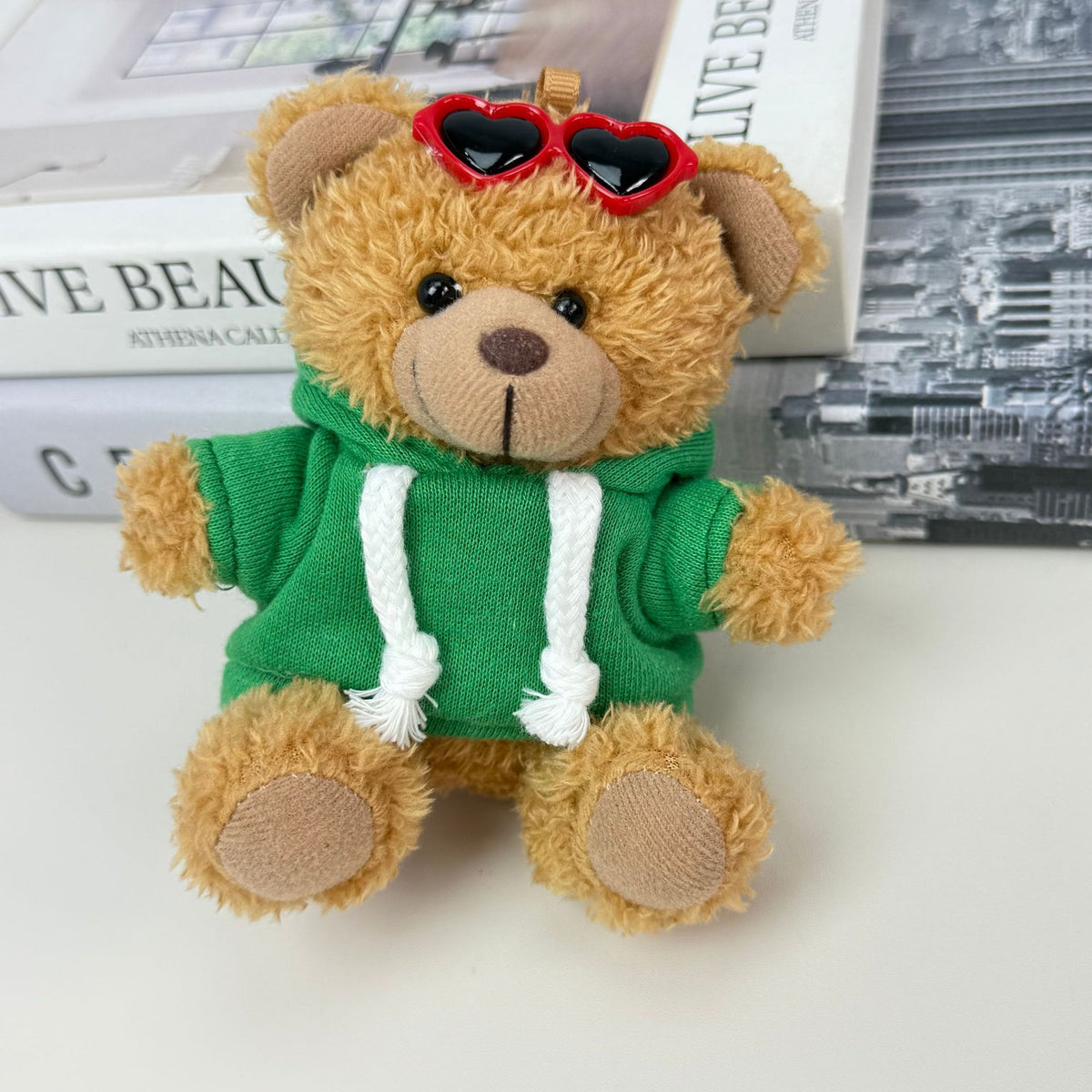 Outfit Teddy Bear Plush Bag Charm, 11 cm Mini Stuffed Bear Keychain in Colorful Sweaters and Shirts