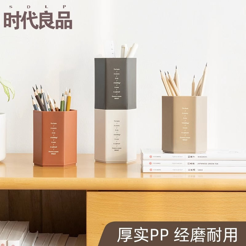 Minimalist Geometric Pencil Holder, Modern Desktop Pen Cup Organizer in Five Contemporary Shades for Home Offices and Study Spaces