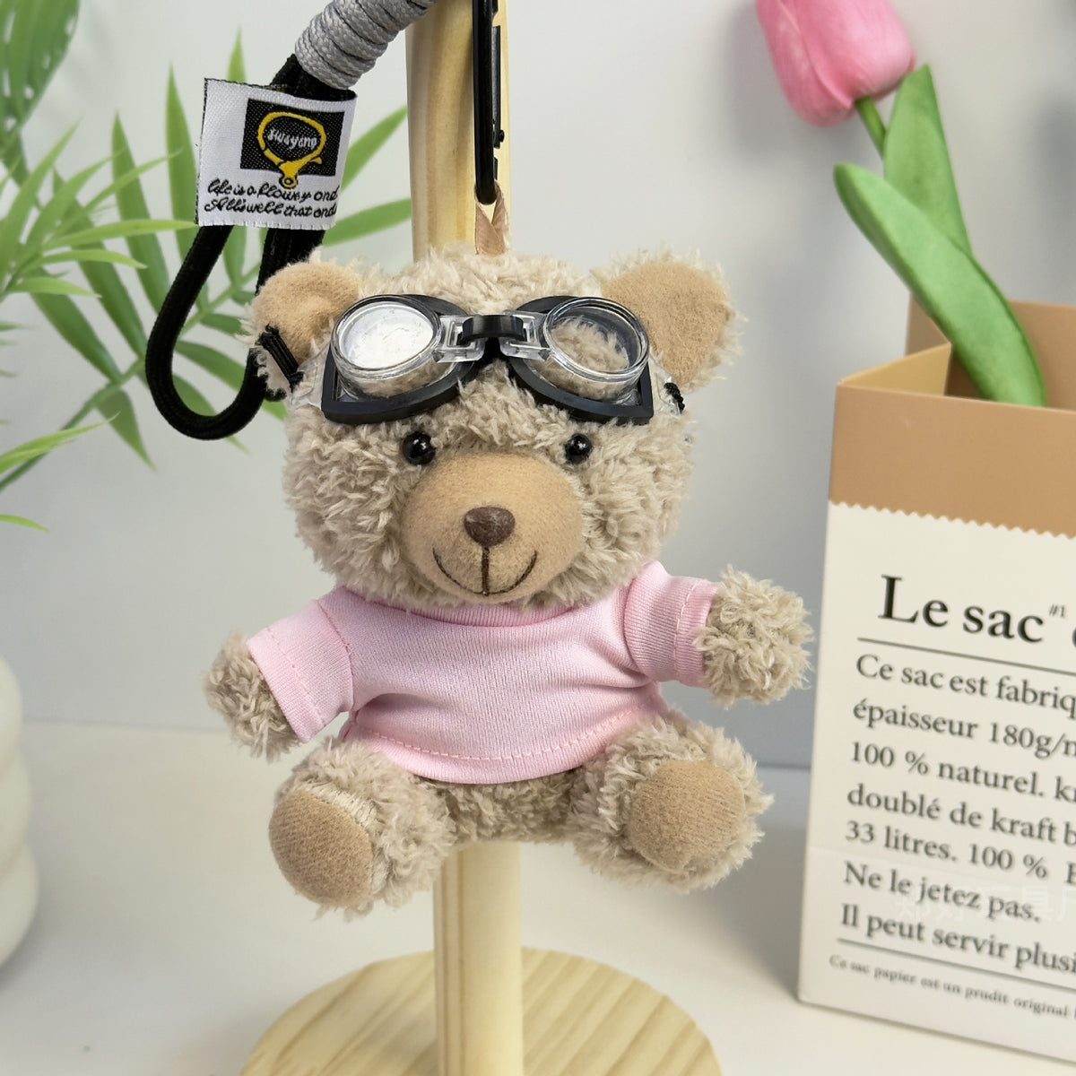 Outfit Teddy Bear Plush Bag Charm, 11 cm Mini Stuffed Bear Keychain in Colorful Sweaters and Shirts