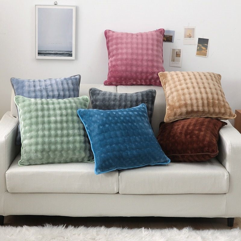 Soft Bubble Texture Pillow Cover | Six Cozy Colors and Three Square Sizes for Sofas, Reading Chairs and Bedrooms