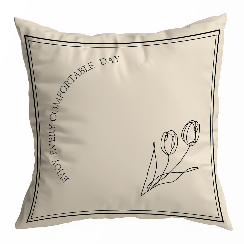 Black and Cream Decorative Pillow Cover, Retro Floral and Geometric Prints, 45 x 45 cm Sofa Cushion Cover