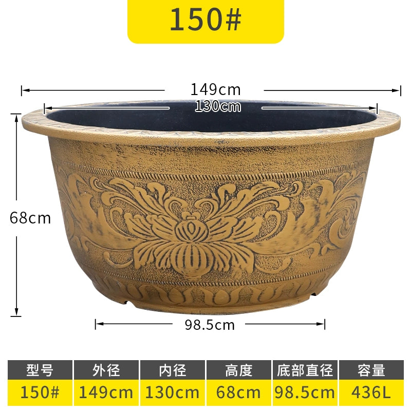 Vintage Resin Flower Pot with Historical Craftsmanship, Outer Diameter 29.5-149cm & Inner Diameter 25-130cm, Retro Planter for Indoor/Outdoor Garden Decoration