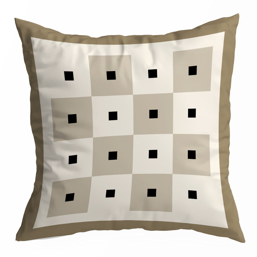 Black and Cream Decorative Pillow Cover, Retro Floral and Geometric Prints, 45 x 45 cm Sofa Cushion Cover