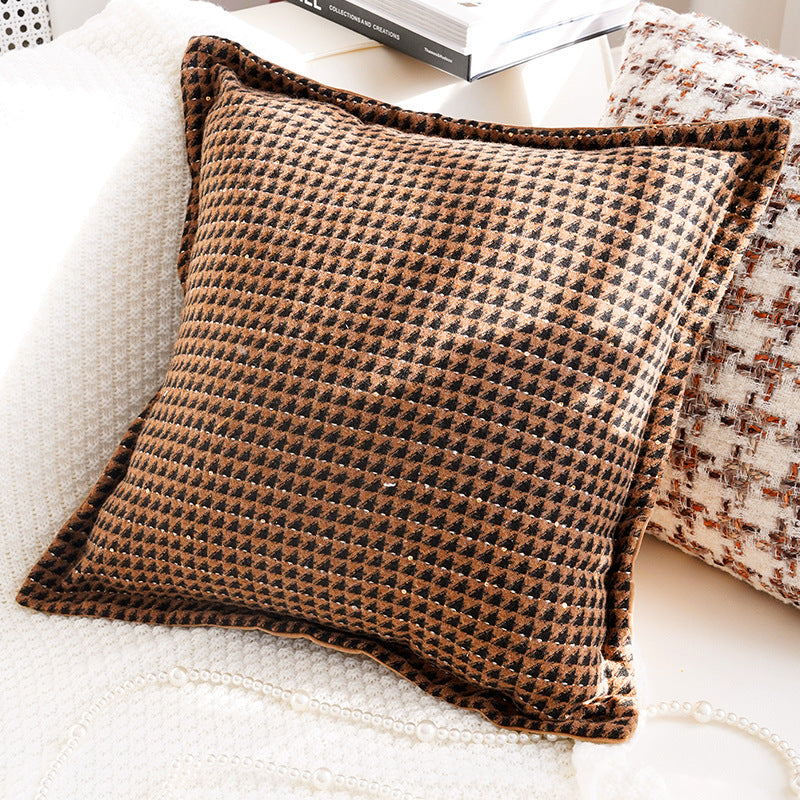 Vintage Cream and Brown Pillow Covers, Rose, Tufted and Geometric Designs for Sofas and Cozy Bedrooms