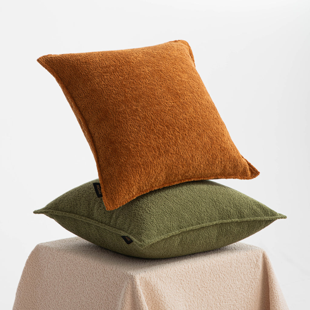 Soft Textured Solid Color Pillow Covers in Nine Sizes, Warm Neutral and Colorful Cushion Covers for Sofas and Bedrooms