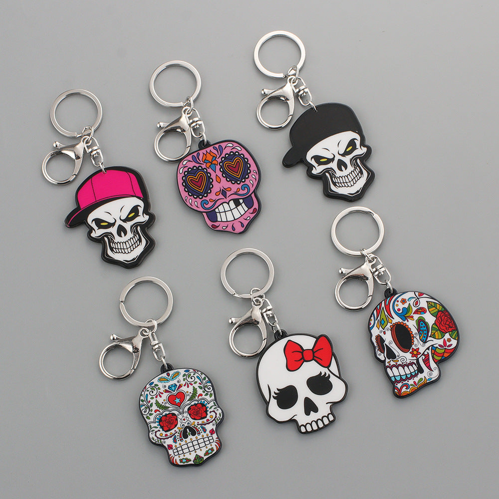Vibrant Handmade Sugar Skull Charm | Trendy Keychain & Bracelet Pendant for Bags & Style Accents