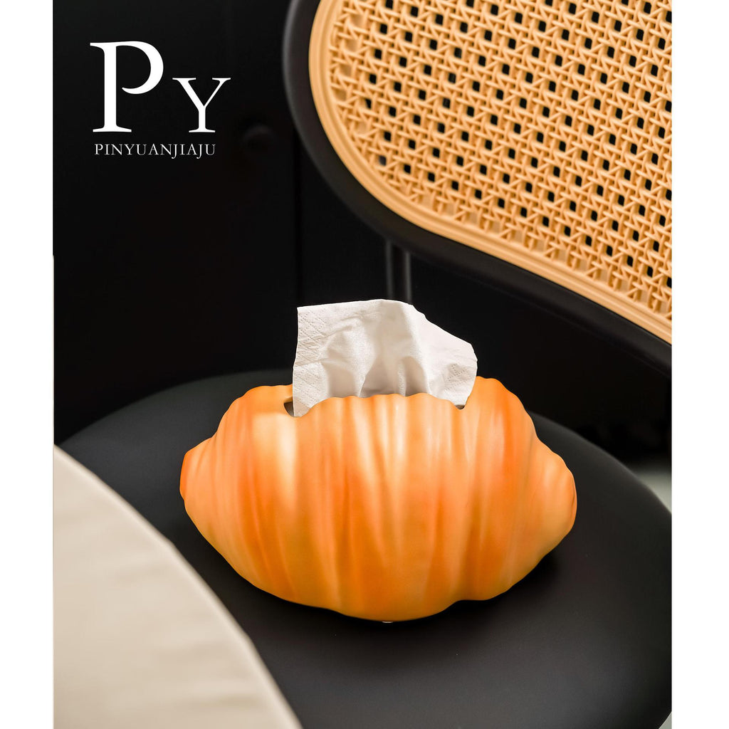 Croissant-Shaped Tissue Box Cover, Warm Pastry-Inspired Tabletop Accent for Living Rooms, Bedrooms and Cozy Home Decor