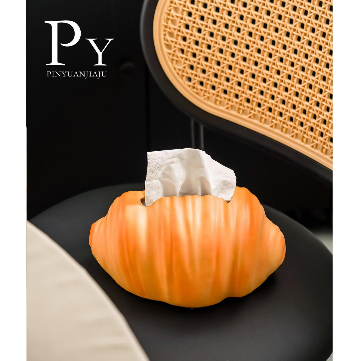 Croissant-Shaped Tissue Box Cover, Warm Pastry-Inspired Tabletop Accent for Living Rooms, Bedrooms and Cozy Home Decor