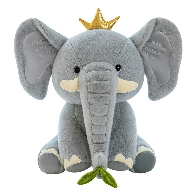 Whimsical Elephant Plush Toy, 25 cm Pink Bow or Gray Crown Stuffed Animal for Cozy Shelves, Playful Bedrooms and Thoughtful Gifts