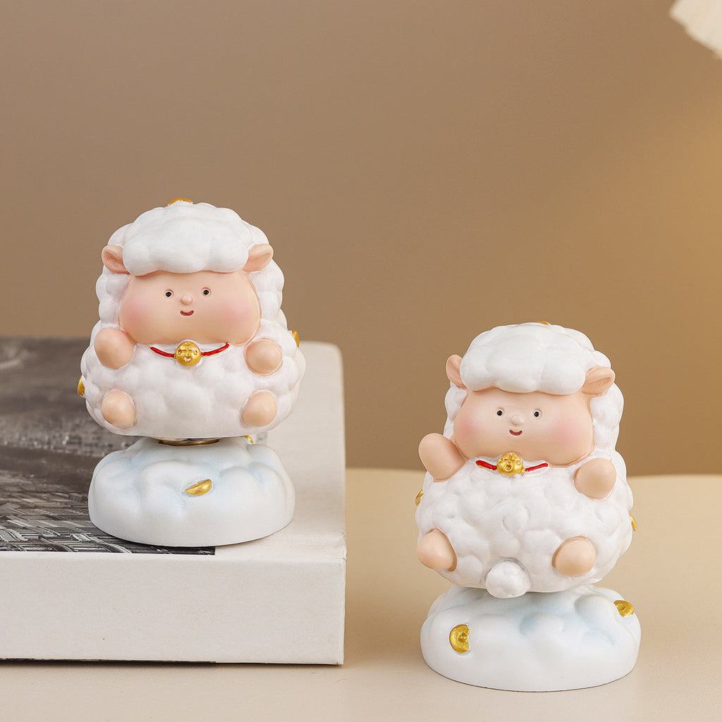 Whimsical Lamb Desk Figurine, Sweet Sheep Tabletop Ornament in Six Pose Options or a Four Piece Set for Cozy Shelves and Gifts