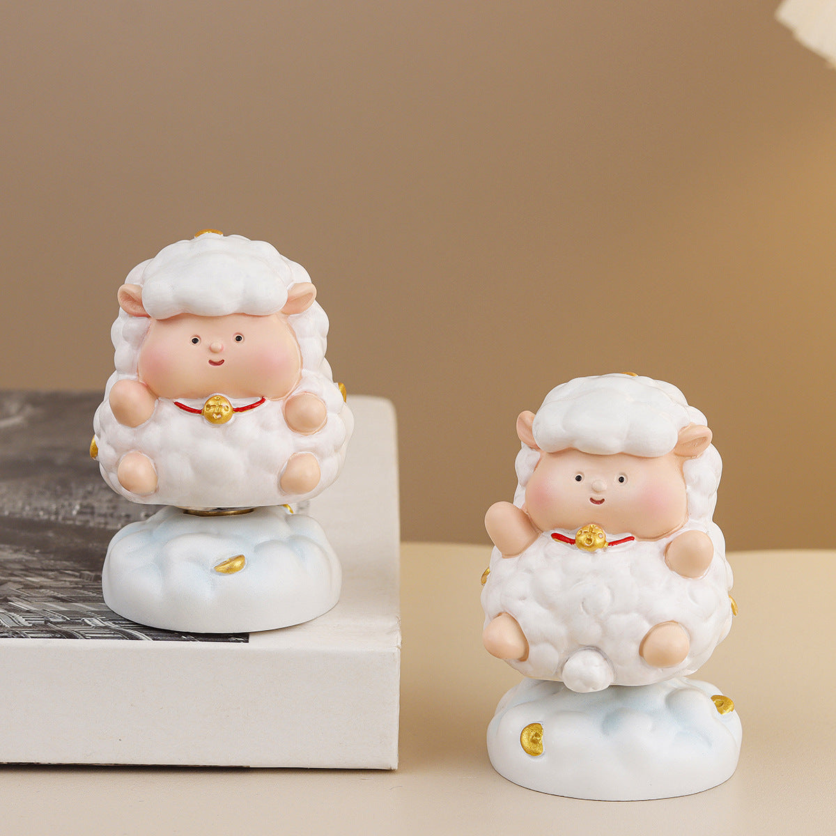 Whimsical Lamb Desk Figurine, Sweet Sheep Tabletop Ornament in Six Pose Options or a Four Piece Set for Cozy Shelves and Gifts