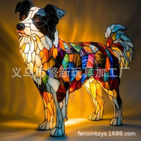 Resin Stained Glass Pet Lamp - Dog/Cat Night Light for Bedroom | Pet Lover Decor | Dachshund/Beagle/Black Cat Table Lamp