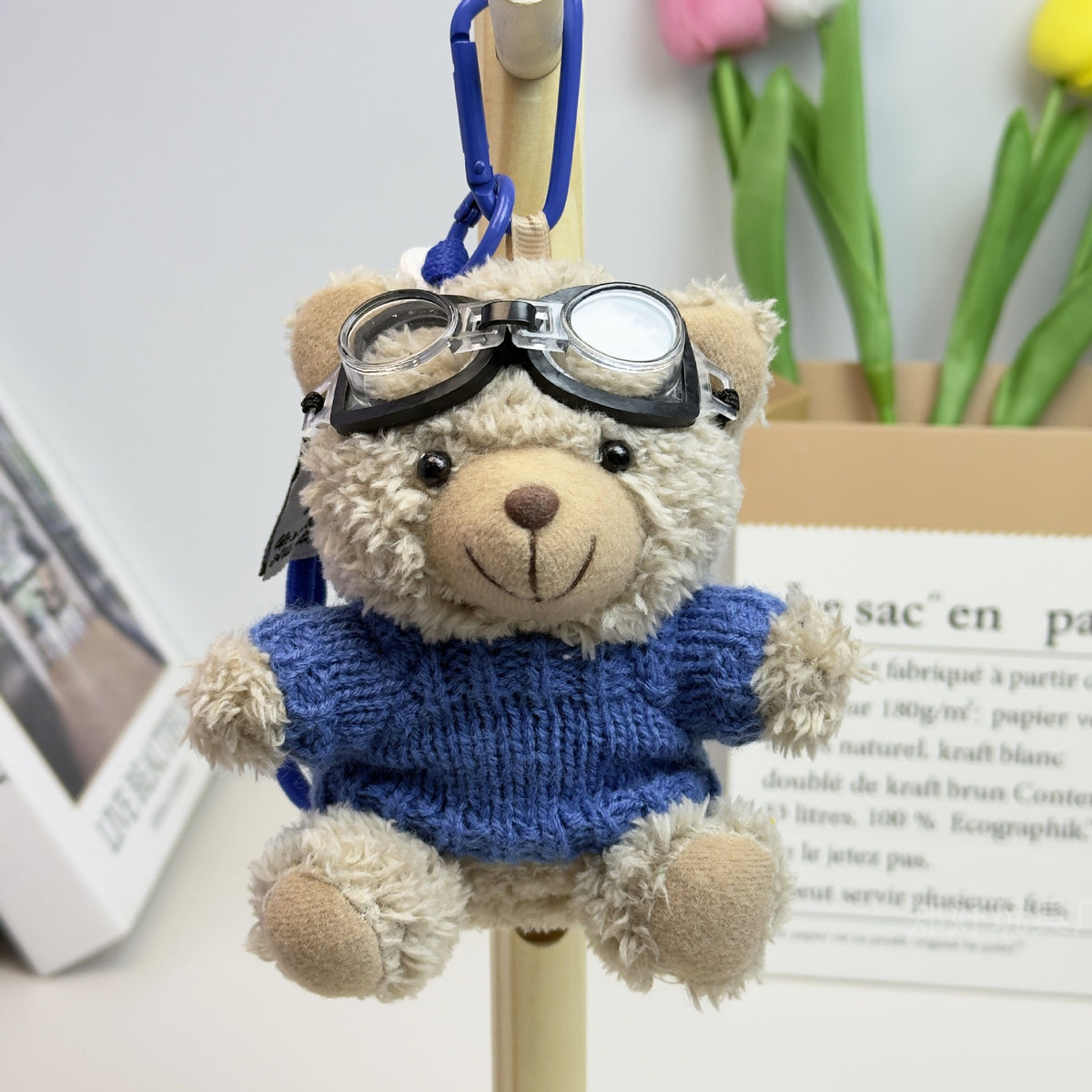 Outfit Teddy Bear Plush Bag Charm, 11 cm Mini Stuffed Bear Keychain in Colorful Sweaters and Shirts