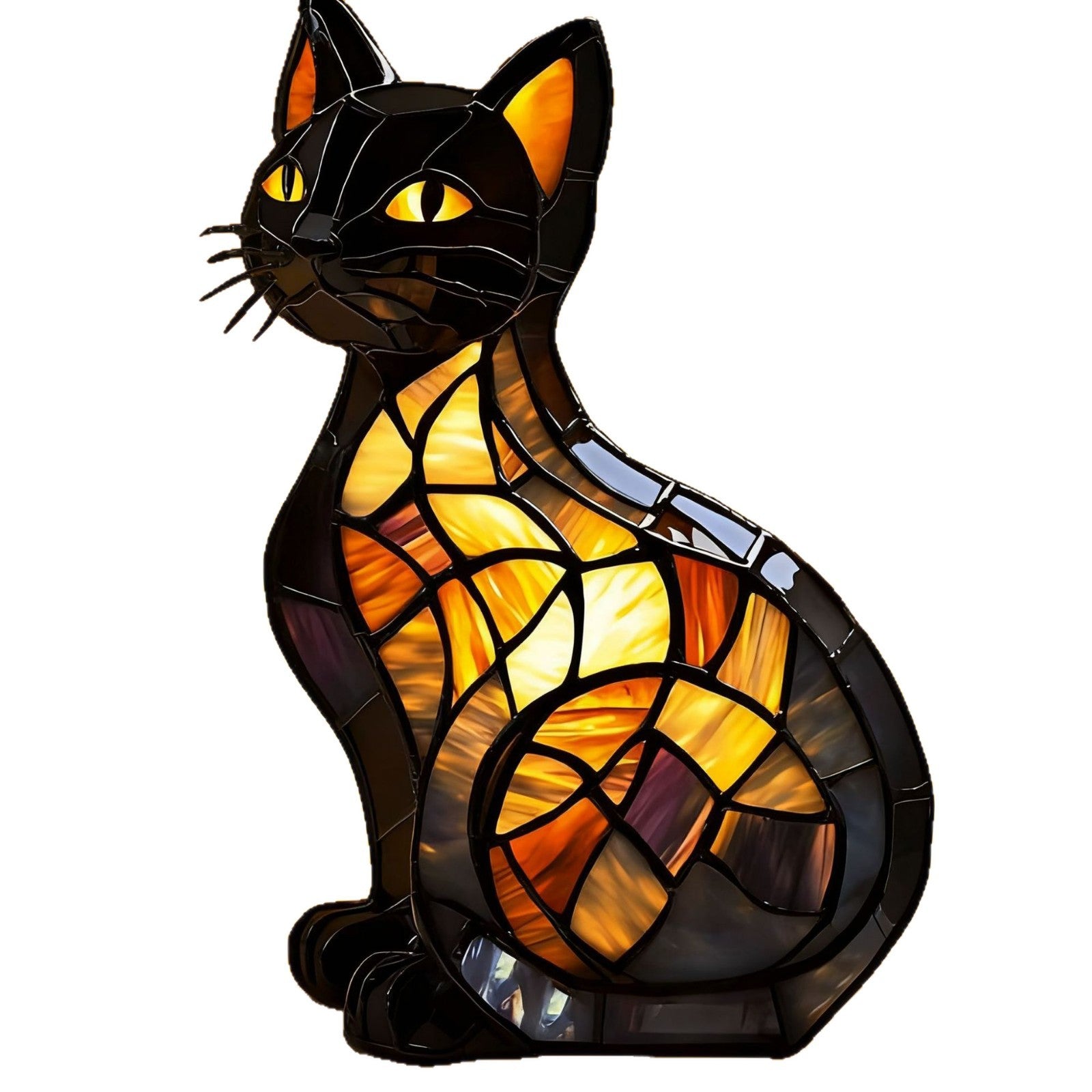 Resin Stained Glass Pet Lamp - Dog/Cat Night Light for Bedroom | Pet Lover Decor | Dachshund/Beagle/Black Cat Table Lamp