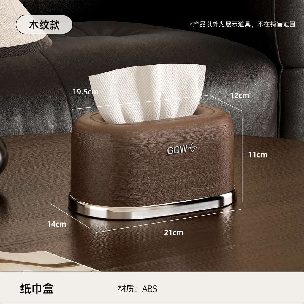 Decorative Tissue Box Holder in Snow Mountain or Wood Look Spring Lift Style for Cozy Desks, Bedrooms and Living Rooms