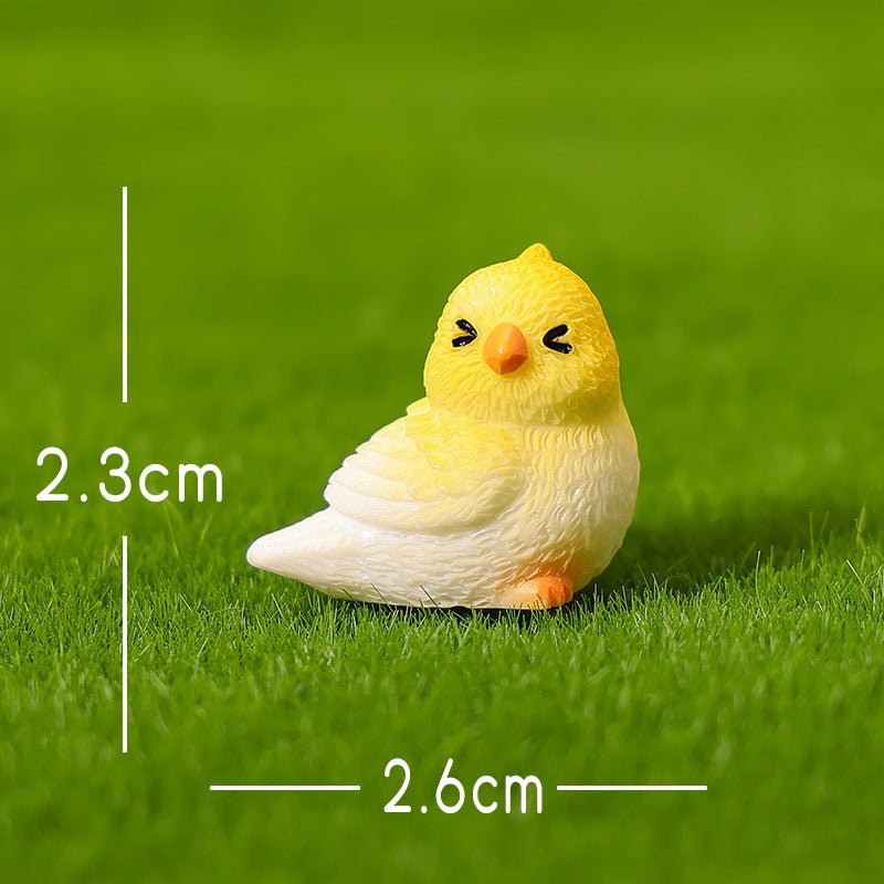 Mini Yellow Parrot Figurine in Eight Playful Poses, Tiny Bird Accent for Fairy Gardens, Desks, Bookshelves and Cheerful Gifts