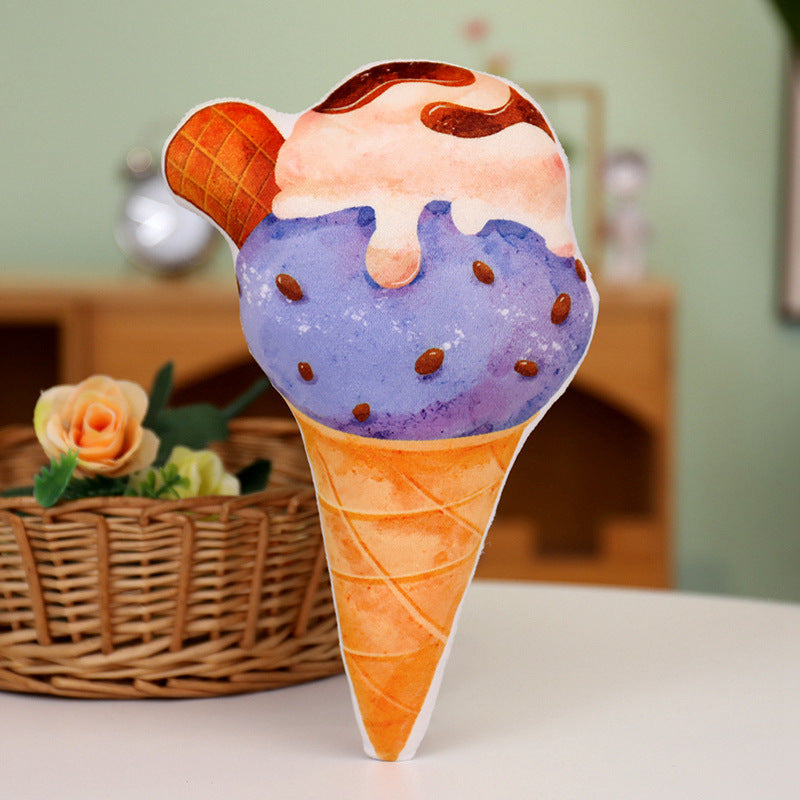 Whimsical Ice Cream Cone Plush Toy, 22 or 30 cm Soft Dessert Cushion in Colorful Swirl, Cherry, Matcha and Chocolate Styles