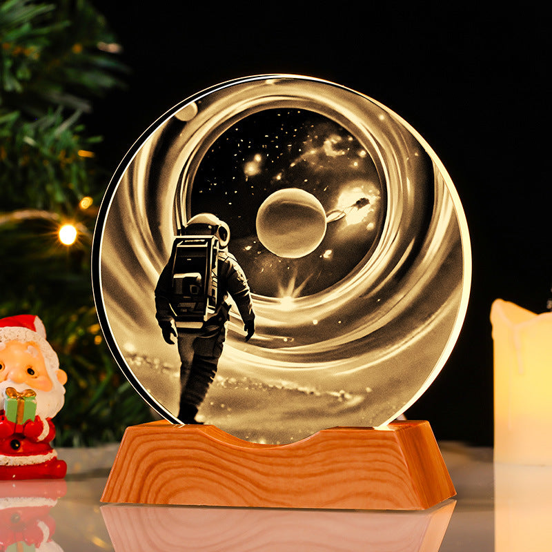 Crystal Planetary Energy Decor: Chakra Balancing & Luck Transformation Ornament (LED Base)