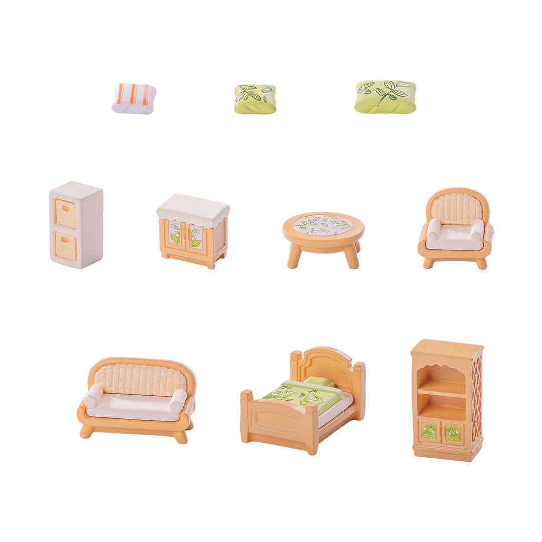 Miniature Cozy Living Room Furniture, Complete 10 Piece Set for Dollhouse Scenes, Fairy Gardens and Creative Desk Displays