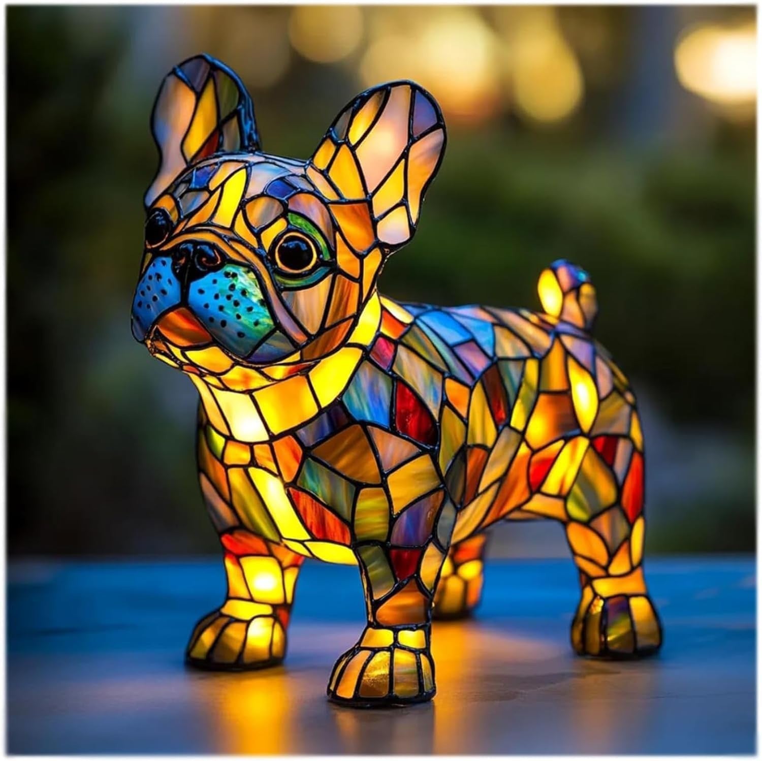 Resin Stained Glass Pet Lamp - Dog/Cat Night Light for Bedroom | Pet Lover Decor | Dachshund/Beagle/Black Cat Table Lamp