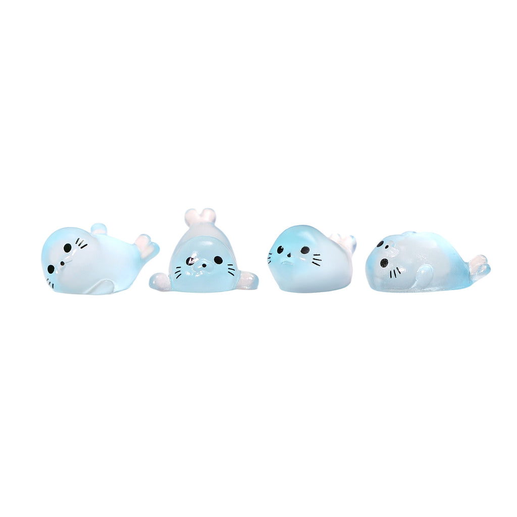 Mini Seal Figurine Set of 4, Playful Ocean Animal Micro Ornaments for Desk Displays, Miniature Scenes and Thoughtful Gifts