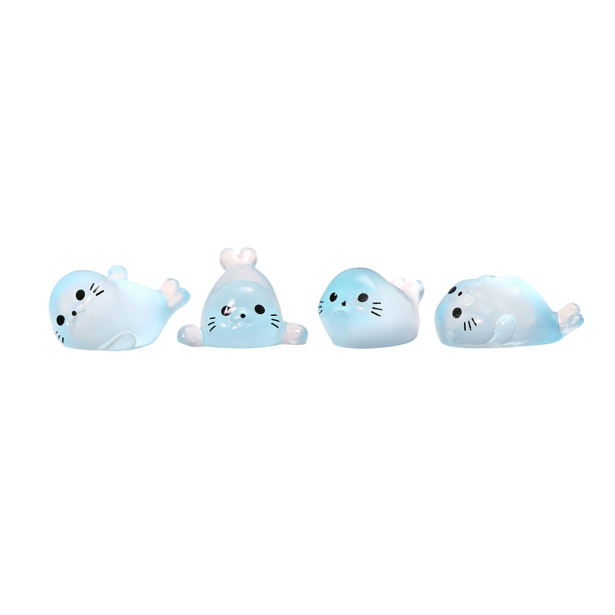 Mini Seal Figurine Set of 4, Playful Ocean Animal Micro Ornaments for Desk Displays, Miniature Scenes and Thoughtful Gifts