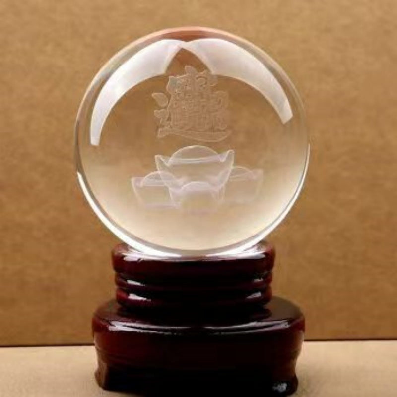 Amethyst & Blue & Wealth Gold Crystal Ball Set - Spiritual Decor for Good Fortune, Career Prosperity & Calm Energy | Home/Office Luck Ornament