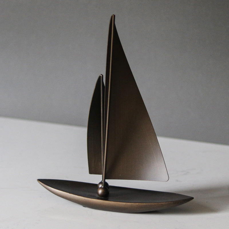 Smooth Sailing Sailboat Decor - Resin Plain sailing Statue, Structurally Stable Glossy Home Office Ornament, Good Luck Prosperity Feng Shui Decorative Sculpture