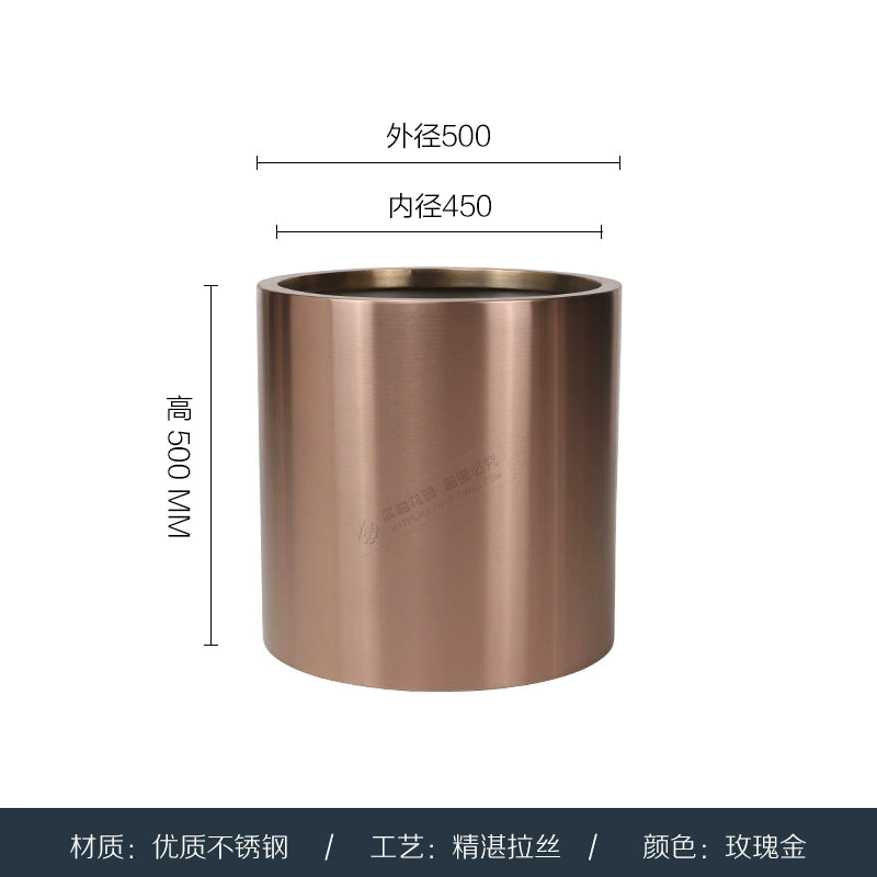 Nordic Creative Cylindrical Stainless Steel Flower Pot - Modern Planter with Diverse Visual Aesthetics for Indoor & Outdoor Decoration