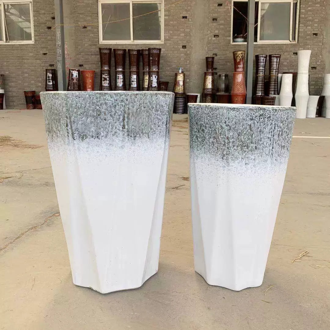 Modern minimalist paradise bird landing tall flowerpot