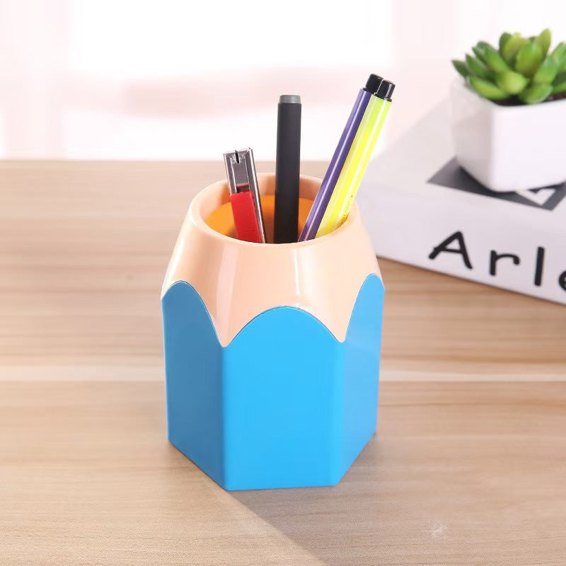 Colorful Pencil-Tip Pen Holder, Playful Desktop Pencil Cup in Pink, Blue, Purple, Green or Red for Creative Workspaces