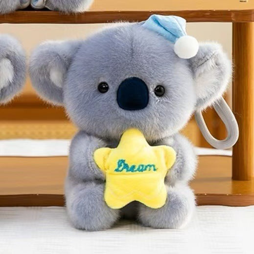 Mini Bedtime Koala Plush Charm, Star, Pillow or Pajama Style, Soft Animal Bag Accessory and Cozy Gift