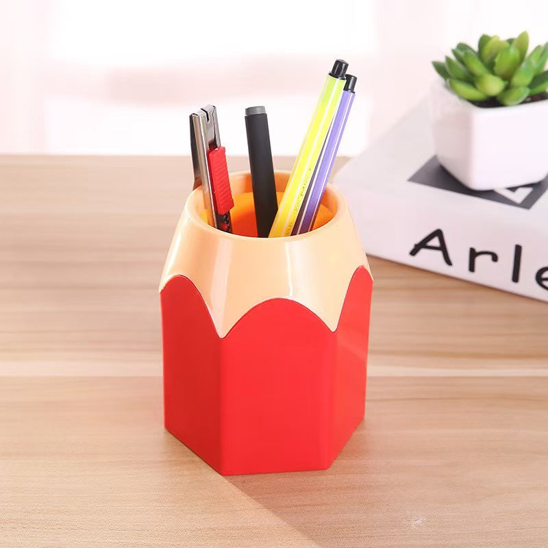 Colorful Pencil-Tip Pen Holder, Playful Desktop Pencil Cup in Pink, Blue, Purple, Green or Red for Creative Workspaces