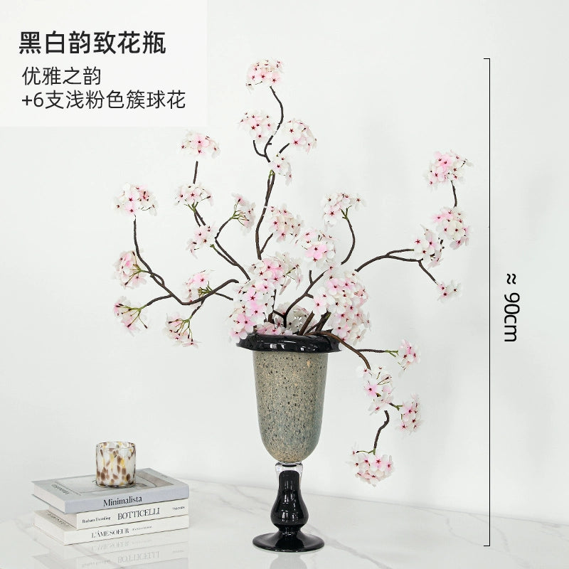 Black glass wabi sabi style vase