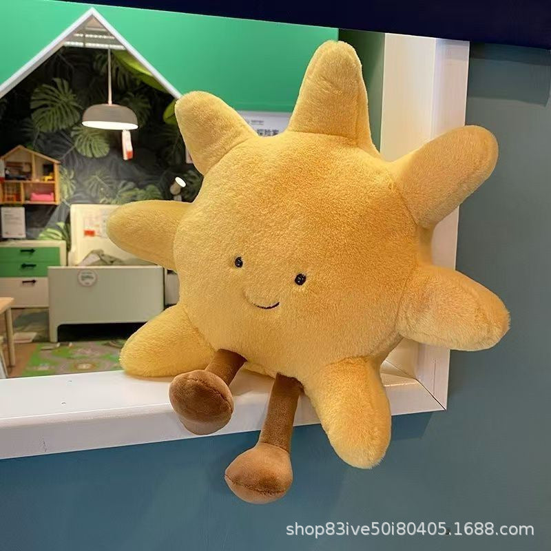 Smiling Sun and Moon Plush Toy, Approx. 30 cm Celestial Soft Companion for Cozy Bedrooms, Reading Corners and Thoughtful Gifts