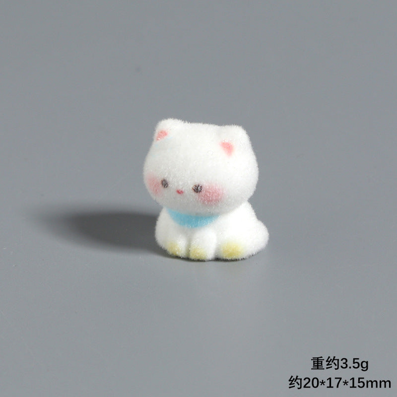 Mini Flocked Cat Figurines Set of 6, Pastel Animal Desk Ornaments for Shelves and Playful Home Decor