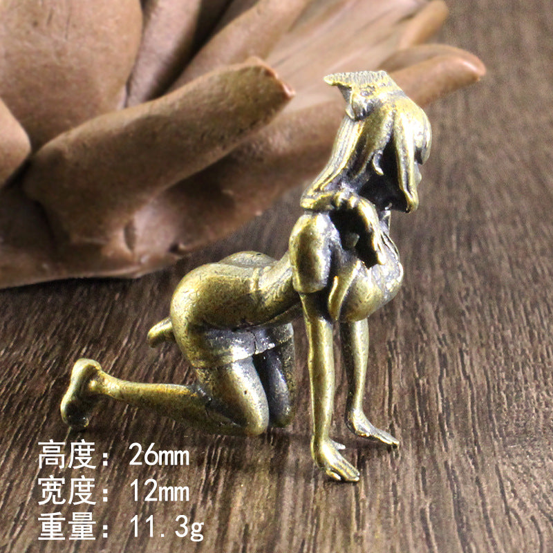 Tiny Kneeling Woman Sculpture, Gold Tone or Silver Tone Mini Figurine for Desks, Shelves, Miniature Scenes and Thoughtful Gifts