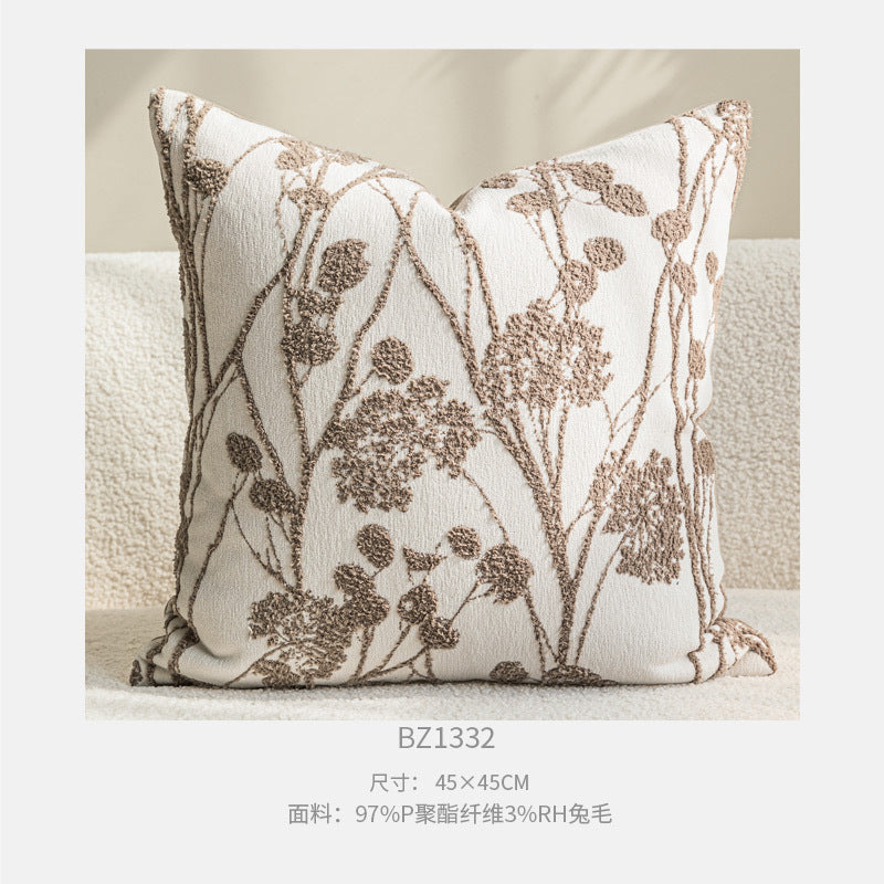 Warm Neutral Textured Pillow Cover, 45 x 45 cm Dandelion and Oatmeal Cushion Case for Cozy Sofas and Bedrooms