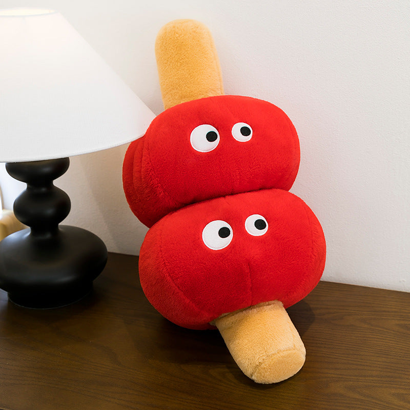Smiling Candied Hawthorn Plush Toy, 25 cm Red Fruit Skewer Stuffed Accent for Playful Rooms and Food Lover Gifts