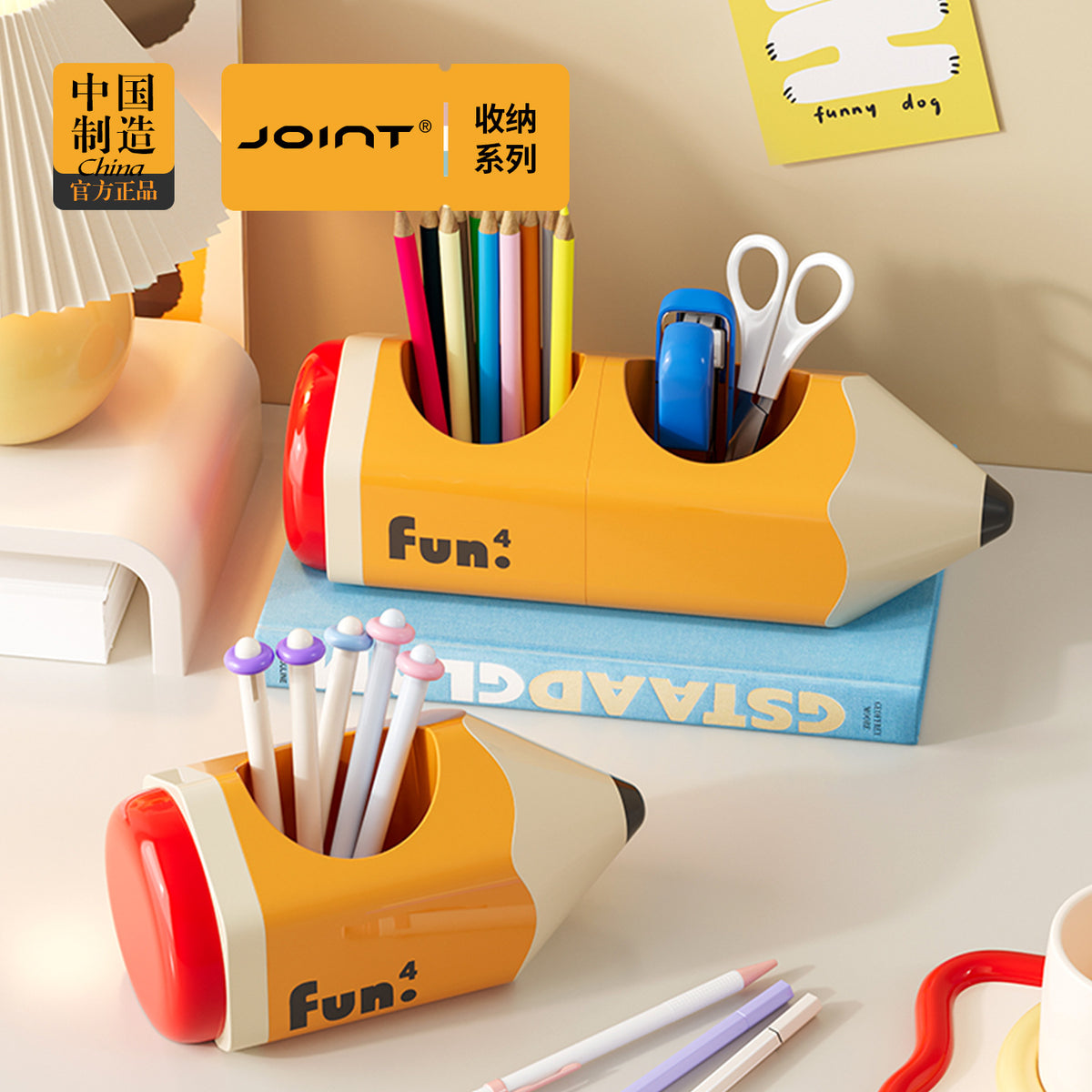 Playful Pencil-Shaped Desk Organizer, Single, Double or Triple Compartment Pen Holder for Study Spaces and Creative Workspaces