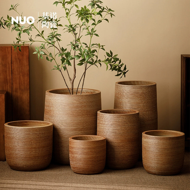 Large caliber ceramic flower pot villa courtyard turtle backed bamboo tree planting green plant vat decoration floor to ceiling large vase