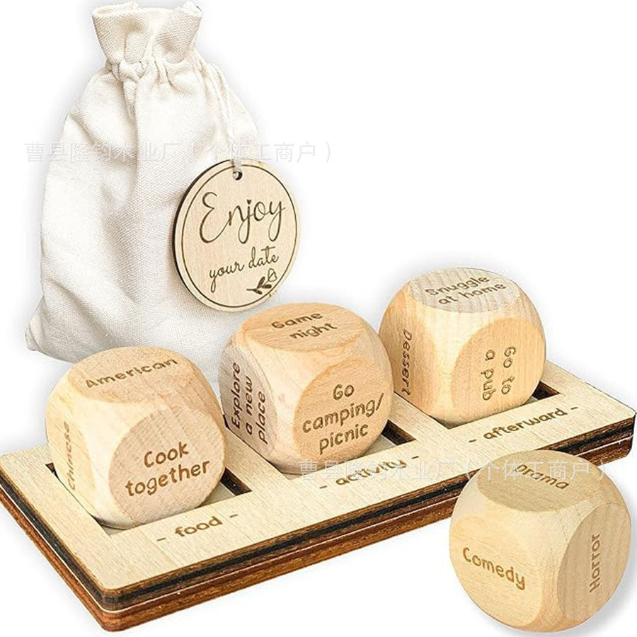 Wooden Date Night Dice | Romantic Couple Game for Fun Date Ideas | Anniversary Valentine's Gift