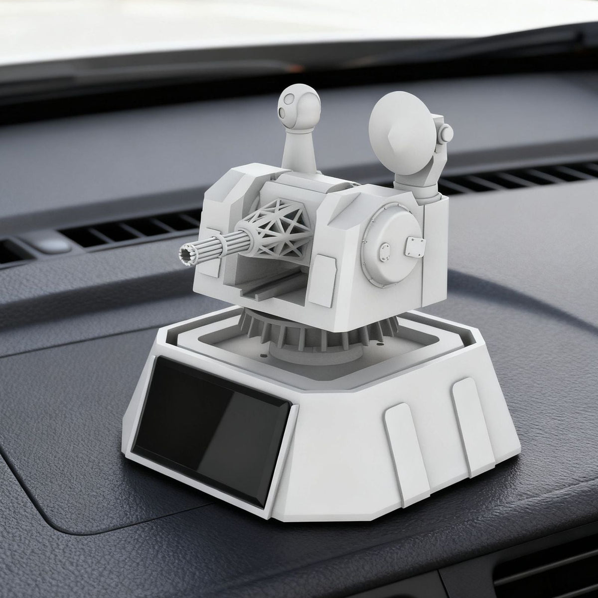 Mini Turret-Inspired Car Dashboard Ornament in Gray or Camouflage, Mechanical-Style Accent for Playful Car Interiors