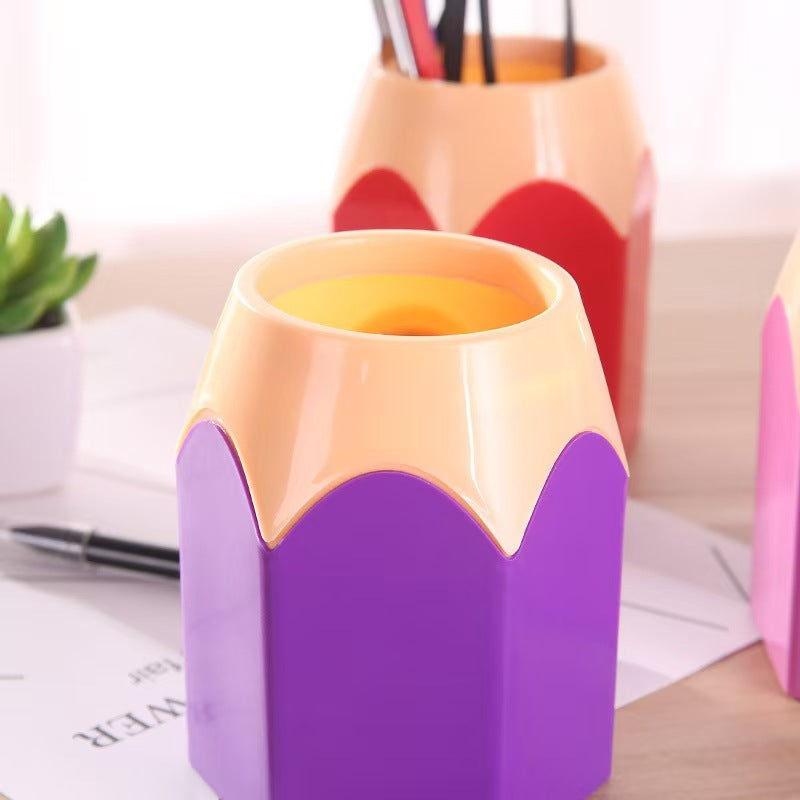 Colorful Pencil-Tip Pen Holder, Playful Desktop Pencil Cup in Pink, Blue, Purple, Green or Red for Creative Workspaces